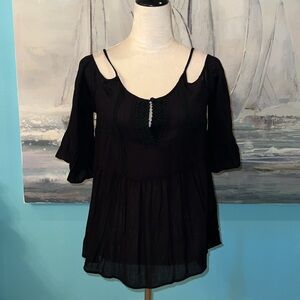 Love Brand Black Cold Shoulder Blouse, Small